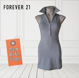 NWT/ Forever 21 Light Blue Sleeveless Collard Mini Dress Small